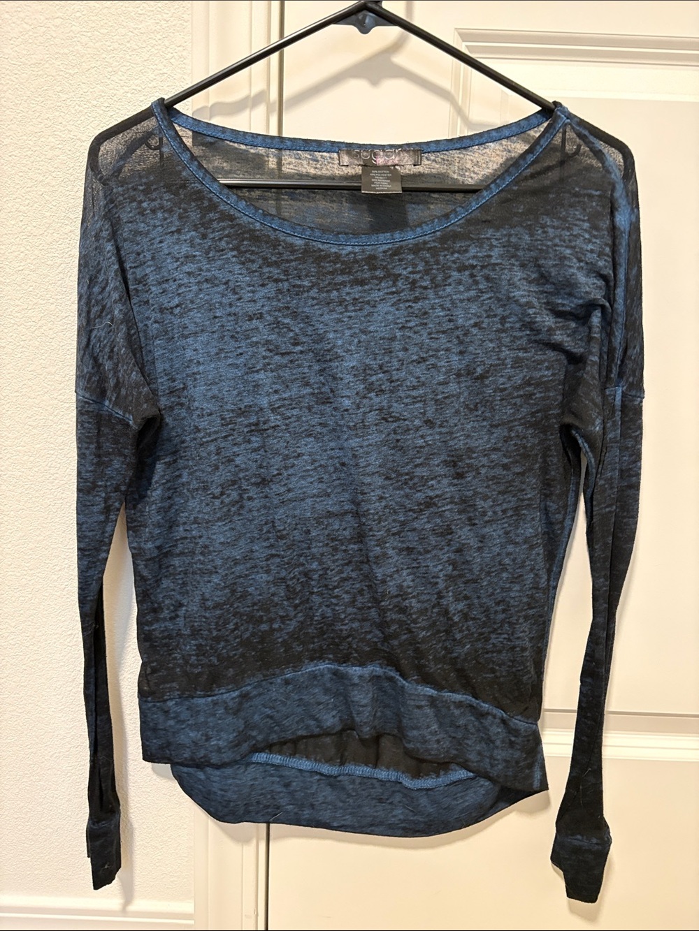 Sugar Rush Sheer Long-Sleeve Top - Blue and Black